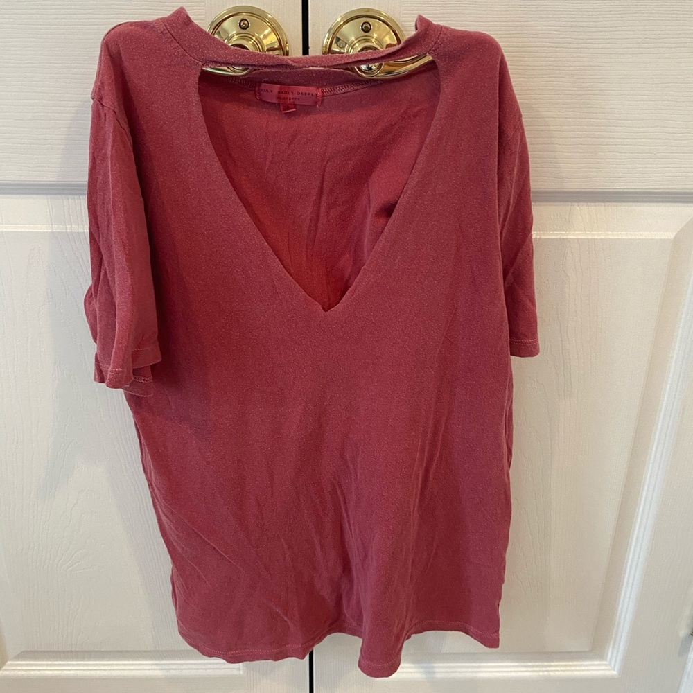 Urban outfitters cutout red washed tee